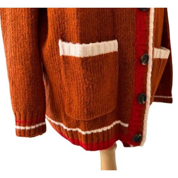 NWT BP Nordstrom Womens‎ Oversized Varsity Cardigan Rust Ivory Taylor Swift - Picture 7 of 16